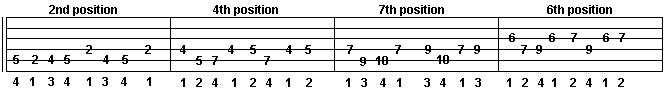 Guitar Exercise in the key of D major guitar scales